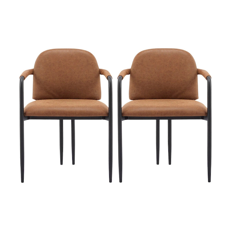 Sedie da pranzo imbottite, Espresso/Beige e Cachi/Nero, Set da 2