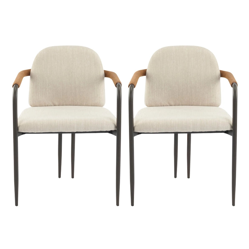 Sedie da pranzo imbottite, Espresso/Beige e Cachi/Nero, Set da 2