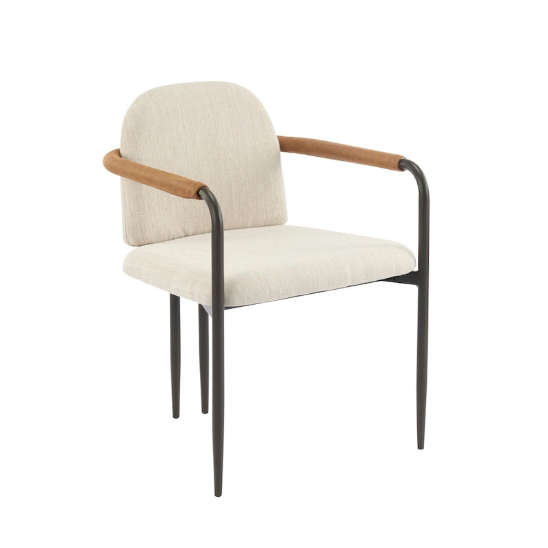 Sedie da pranzo imbottite, Espresso/Beige e Cachi/Nero, Set da 2