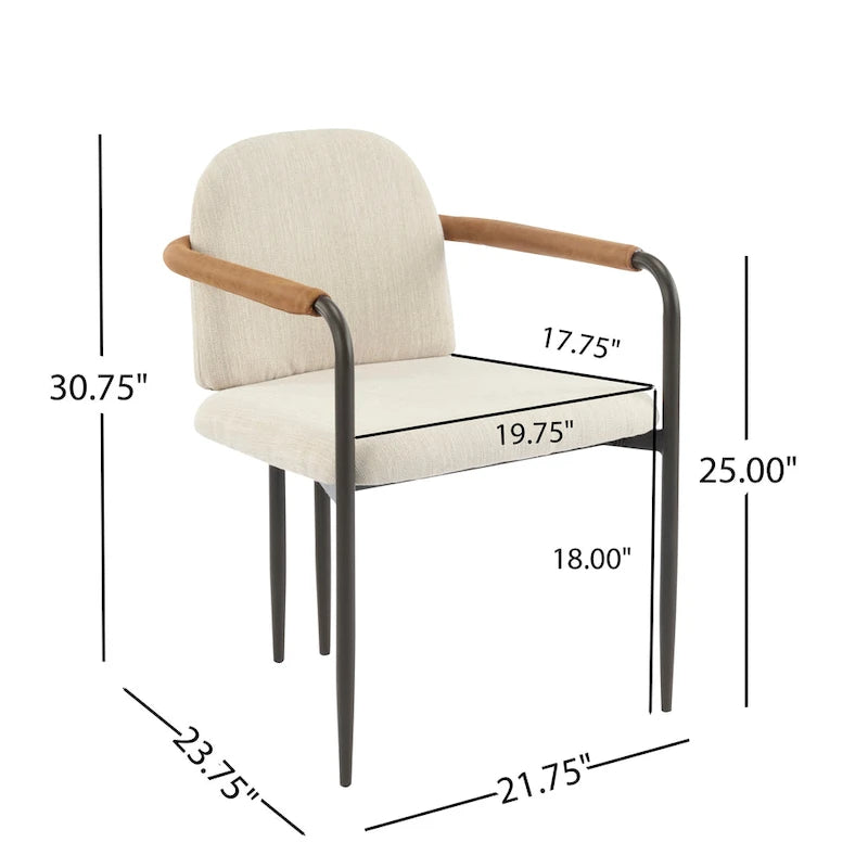 Sedie da pranzo imbottite, Espresso/Beige e Cachi/Nero, Set da 2