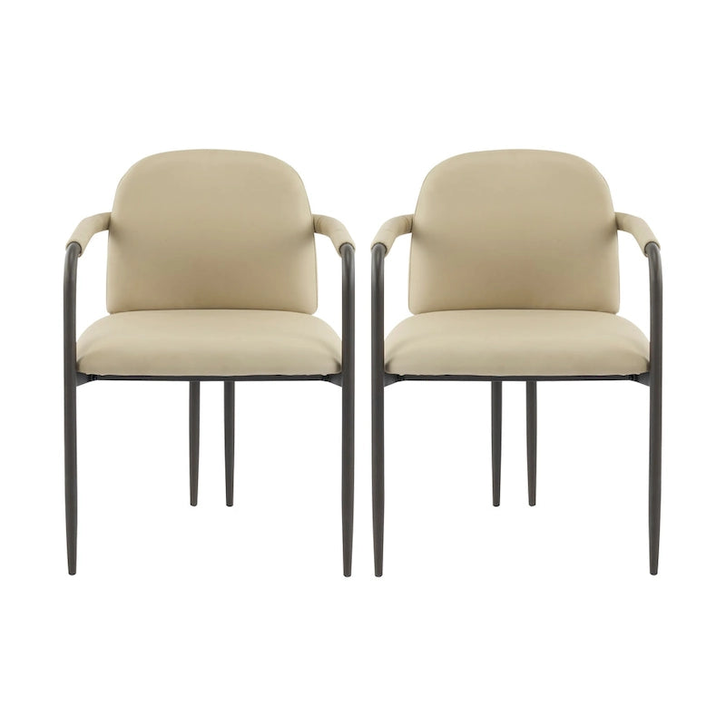 Sedie da pranzo imbottite, Espresso/Beige e Cachi/Nero, Set da 2