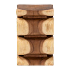Tavolino finale in legno di Suar intagliato a mano, marrone naturale, stile scultoreo, per 1 persona