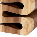 Tavolino finale in legno di Suar intagliato a mano, marrone naturale, stile scultoreo, per 1 persona