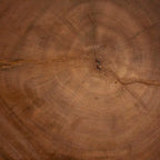 Tavolino finale in legno di Suar intagliato a mano, marrone naturale, stile scultoreo, per 1 persona