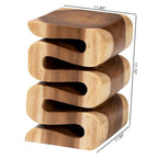 Tavolino finale in legno di Suar intagliato a mano, marrone naturale, stile scultoreo, per 1 persona