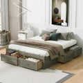 Letto a piattaforma Queen grigio/beige/bianco con 6 cassetti contenitore, senza testiera, adatto a 1-2 persone