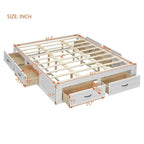 Letto a piattaforma Queen grigio/beige/bianco con 6 cassetti contenitore, senza testiera, adatto a 1-2 persone