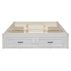Letto a piattaforma Queen grigio/beige/bianco con 6 cassetti contenitore, senza testiera, adatto a 1-2 persone