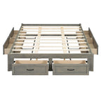 Letto a piattaforma Queen grigio/beige/bianco con 6 cassetti contenitore, senza testiera, adatto a 1-2 persone
