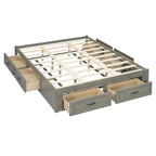 Letto a piattaforma Queen grigio/beige/bianco con 6 cassetti contenitore, senza testiera, adatto a 1-2 persone