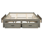 Letto a piattaforma Queen grigio/beige/bianco con 6 cassetti contenitore, senza testiera, adatto a 1-2 persone
