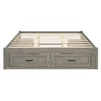 Letto a piattaforma Queen grigio/beige/bianco con 6 cassetti contenitore, senza testiera, adatto a 1-2 persone