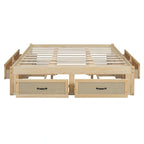 Letto a piattaforma Queen grigio/beige/bianco con 6 cassetti contenitore, senza testiera, adatto a 1-2 persone
