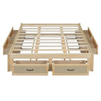 Letto a piattaforma Queen grigio/beige/bianco con 6 cassetti contenitore, senza testiera, adatto a 1-2 persone