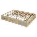 Letto a piattaforma Queen grigio/beige/bianco con 6 cassetti contenitore, senza testiera, adatto a 1-2 persone