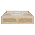 Letto a piattaforma Queen grigio/beige/bianco con 6 cassetti contenitore, senza testiera, adatto a 1-2 persone