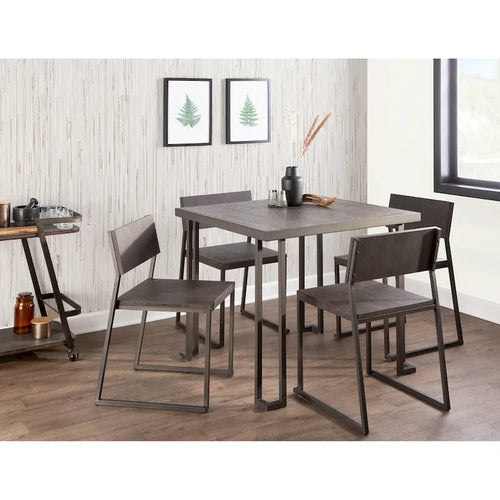 Tavolo da pranzo stile industriale anticato/espresso, 4 posti
