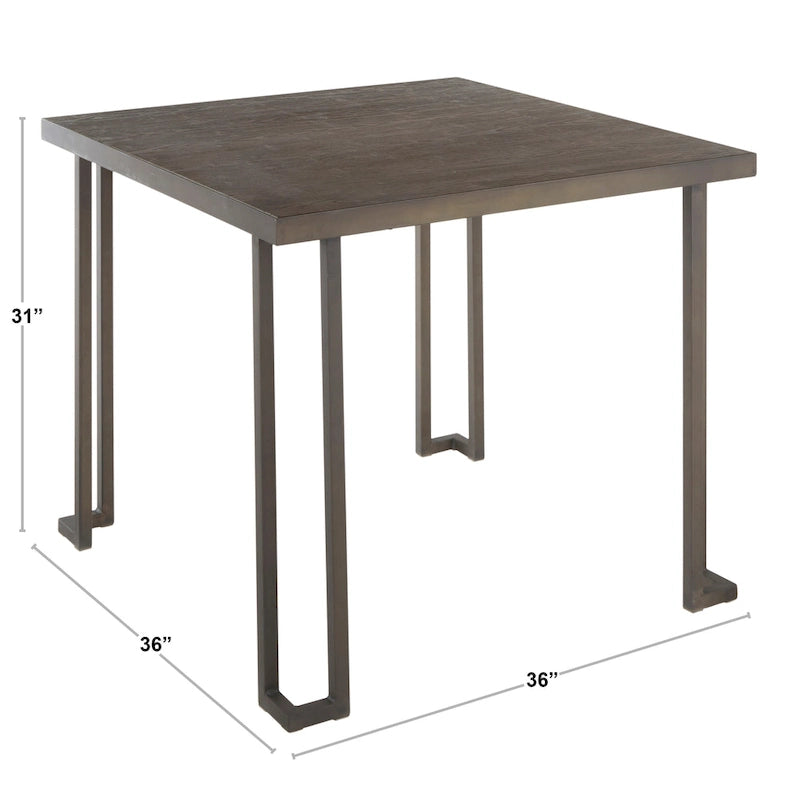 Tavolo da pranzo stile industriale anticato/espresso, 4 posti