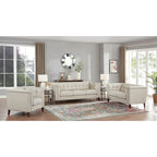 Set divano, divanetto e poltrona in pelle pieno fiore Hydeline Arvo con piume, memory foam e molle