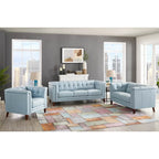 Set divano, divanetto e poltrona in pelle pieno fiore Hydeline Arvo con piume, memory foam e molle