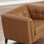 Set divano, divanetto e poltrona in pelle pieno fiore Hydeline Arvo con piume, memory foam e molle