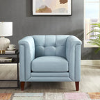 Set divano, divanetto e poltrona in pelle pieno fiore Hydeline Arvo con piume, memory foam e molle