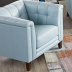Set divano, divanetto e poltrona in pelle pieno fiore Hydeline Arvo con piume, memory foam e molle