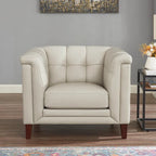 Set divano, divanetto e poltrona in pelle pieno fiore Hydeline Arvo con piume, memory foam e molle