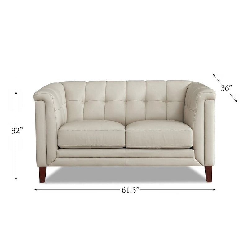 Set divano, divanetto e poltrona in pelle pieno fiore Hydeline Arvo con piume, memory foam e molle
