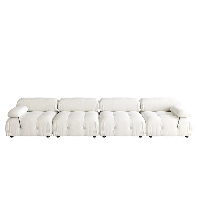 Divano componibile a L in velluto arancione/nero/verde/beige/blu, 4 posti con chaise longue