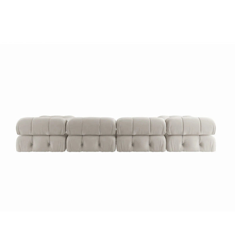 Divano componibile a L in velluto arancione/nero/verde/beige/blu, 4 posti con chaise longue