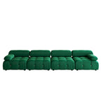 Divano componibile a L in velluto arancione/nero/verde/beige/blu, 4 posti con chaise longue