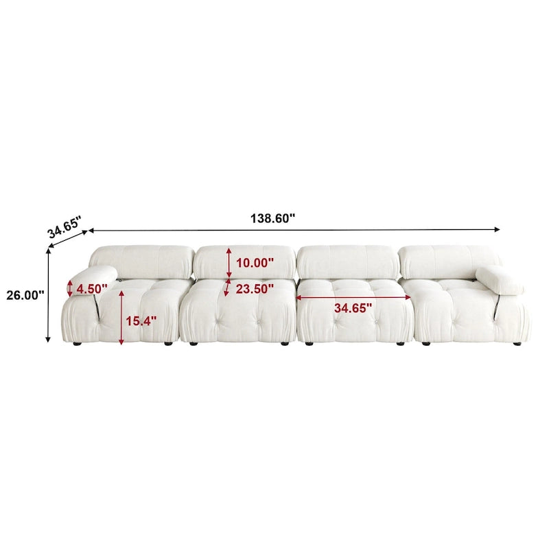 Divano componibile a L in velluto arancione/nero/verde/beige/blu, 4 posti con chaise longue