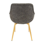 Sedia da pranzo con braccioli in similpelle nera carbone con gambe in ferro, set da 2