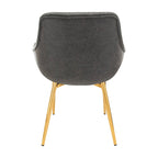 Sedia da pranzo con braccioli in similpelle nera carbone con gambe in ferro, set da 2