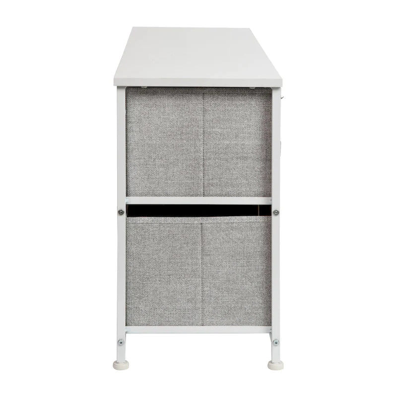 Comò con 5 cassetti, Bianco/Grigio e Nero/Grigio, Cassetti in tessuto, Montaggio per 1 persona