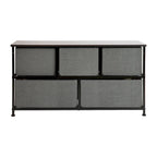 Comò con 5 cassetti, Bianco/Grigio e Nero/Grigio, Cassetti in tessuto, Montaggio per 1 persona