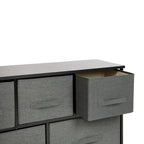 Comò con 5 cassetti, Bianco/Grigio e Nero/Grigio, Cassetti in tessuto, Montaggio per 1 persona