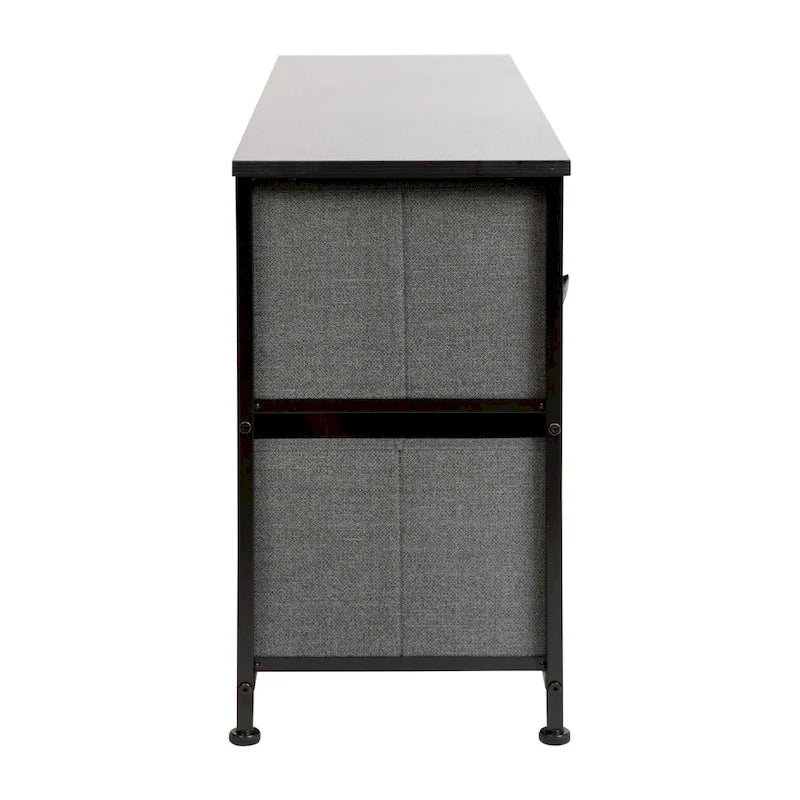 Comò con 5 cassetti, Bianco/Grigio e Nero/Grigio, Cassetti in tessuto, Montaggio per 1 persona