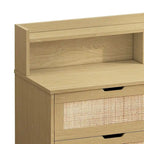 Cassettiera 6 cassetti in Rattan Naturale/Bianco/Nero con LED e Presa di Corrente, Singola