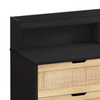 Cassettiera 6 cassetti in Rattan Naturale/Bianco/Nero con LED e Presa di Corrente, Singola