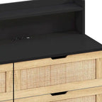 Cassettiera 6 cassetti in Rattan Naturale/Bianco/Nero con LED e Presa di Corrente, Singola