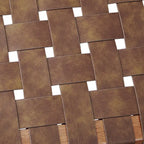 Sedia da pranzo in similpelle marrone intrecciata, set da 2