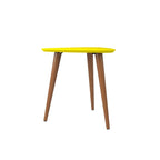 Tavolino triangolare bianco/crema/giallo con gambe a forcina – Montaggio per 1 persona
