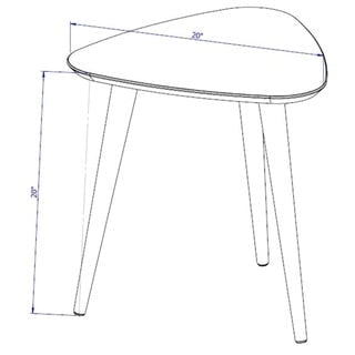 Tavolino triangolare bianco/crema/giallo con gambe a forcina – Montaggio per 1 persona