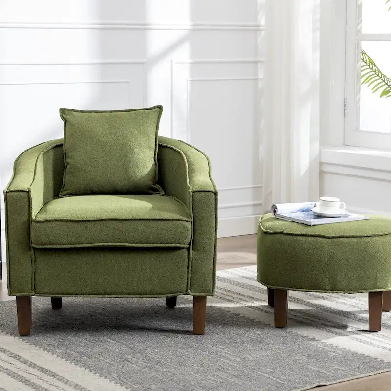 Poltrona a botte Mid-Century multicolore con poggiapiedi, 1 posto