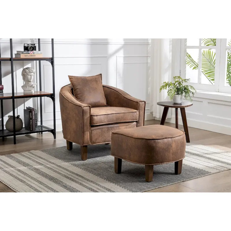 Poltrona a botte Mid-Century multicolore con poggiapiedi, 1 posto