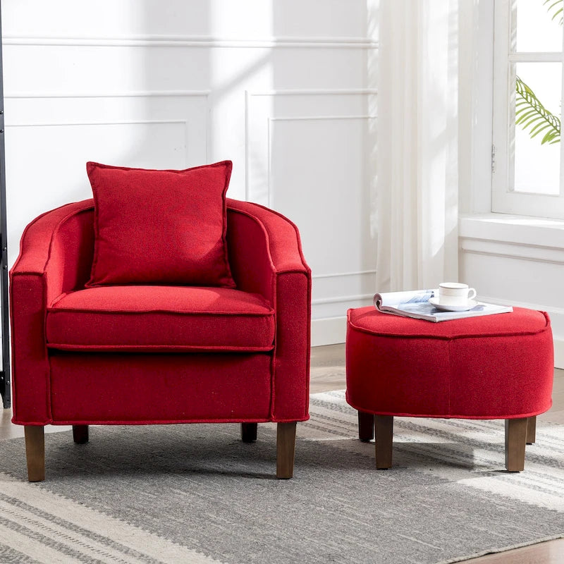 Poltrona a botte Mid-Century multicolore con poggiapiedi, 1 posto