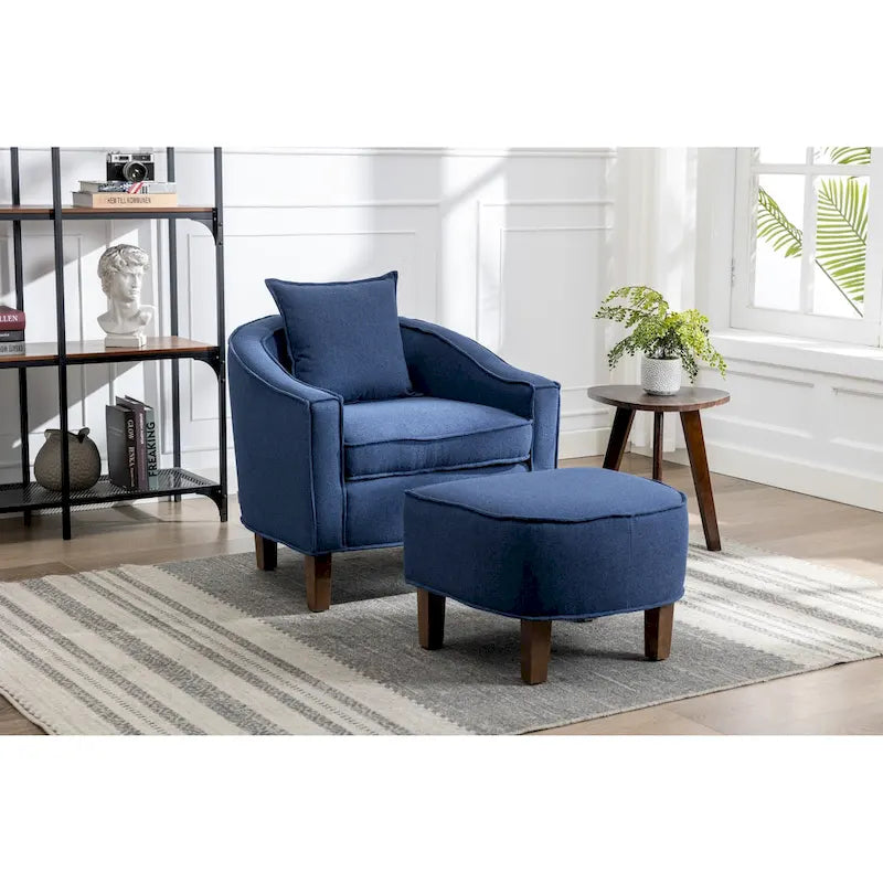 Poltrona a botte Mid-Century multicolore con poggiapiedi, 1 posto