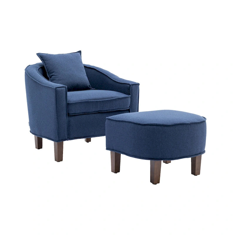 Poltrona a botte Mid-Century multicolore con poggiapiedi, 1 posto